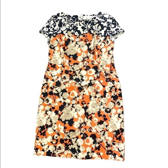 Hugo Boss Donisa Floral Sheath Dress Size 10 – Retro Orange Multi Print - Picture 3 of 8